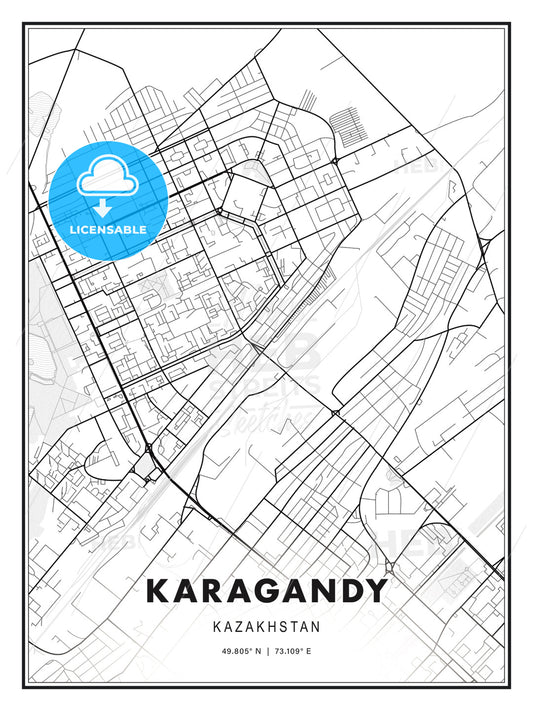 Karagandy, Kazakhstan, Modern Print Template in Various Formats - HEBSTREITS Sketches