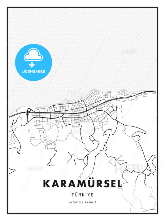 Karamürsel, Turkey, Modern Print Template in Various Formats - HEBSTREITS Sketches
