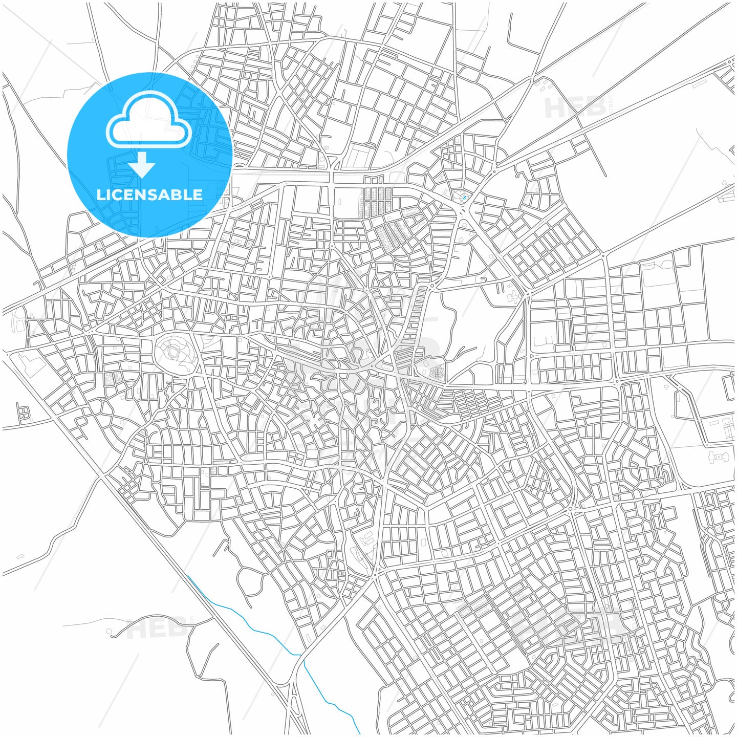 Karaman, Karaman, Turkey, city map with high quality roads.