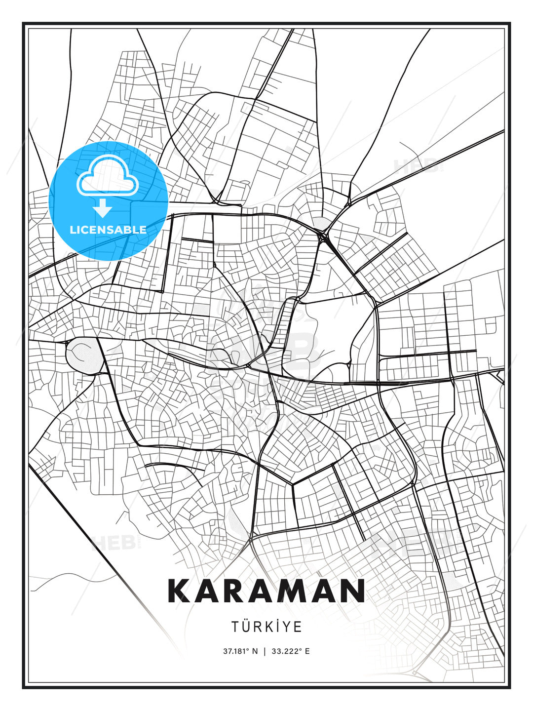 Karaman, Turkey, Modern Print Template in Various Formats - HEBSTREITS Sketches