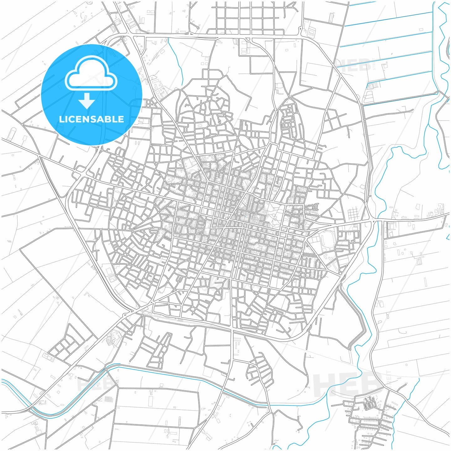 Karditsa, Thessaly, Greece, city map with high quality roads.