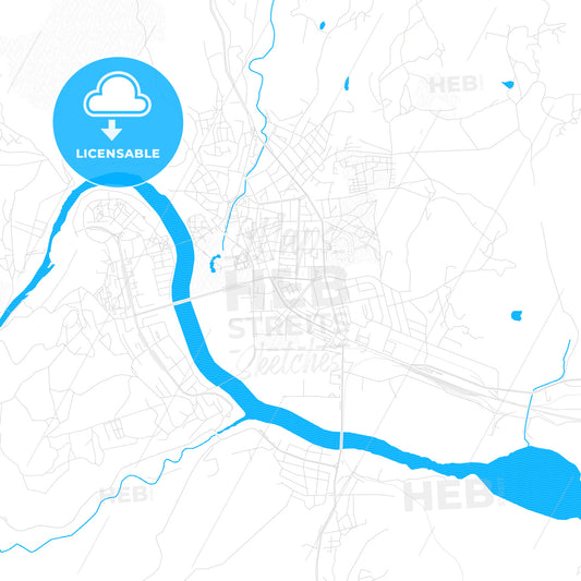 Kardzhali, Bulgaria PDF vector map with water in focus