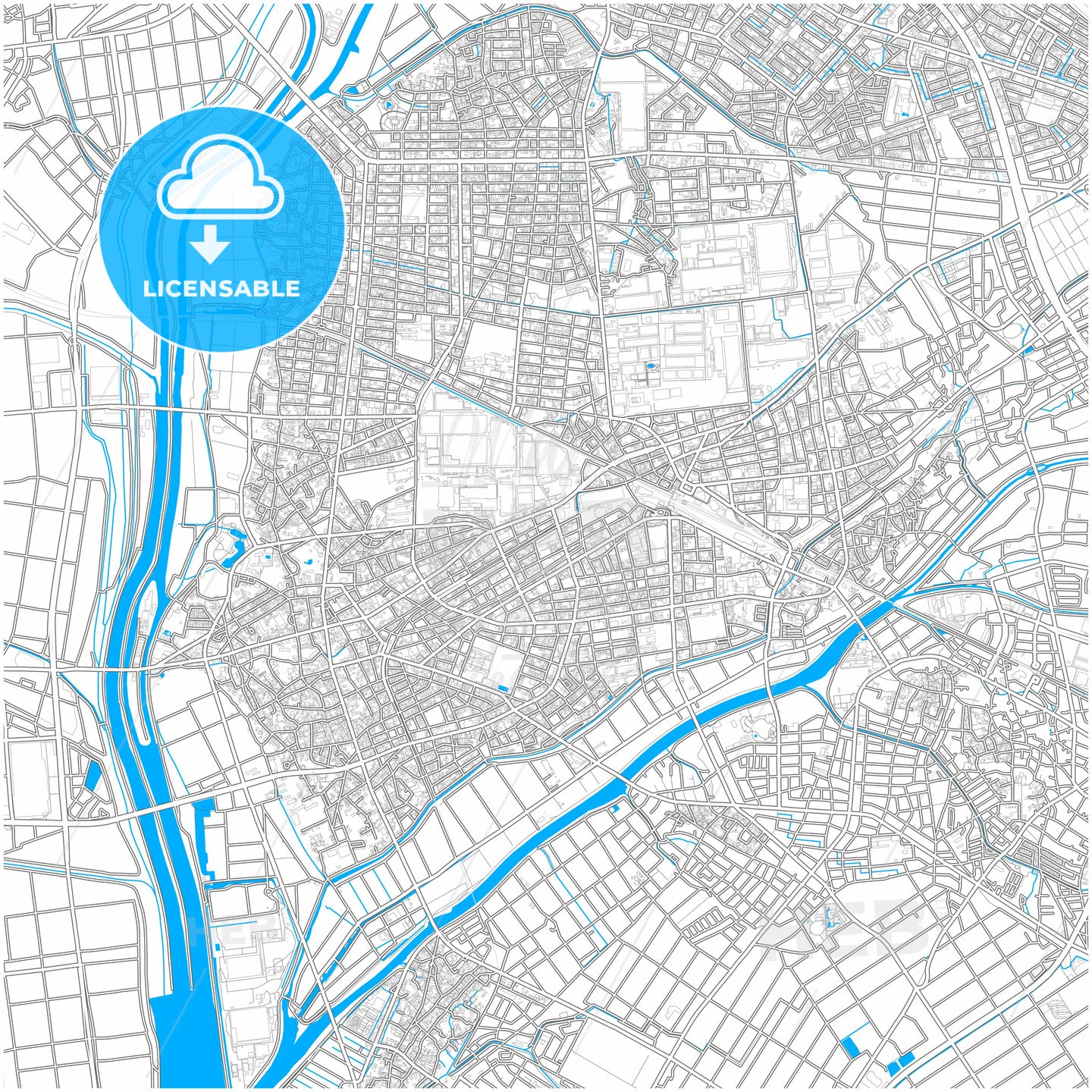 Kariya, Aichi, Japan, city map with high quality roads.