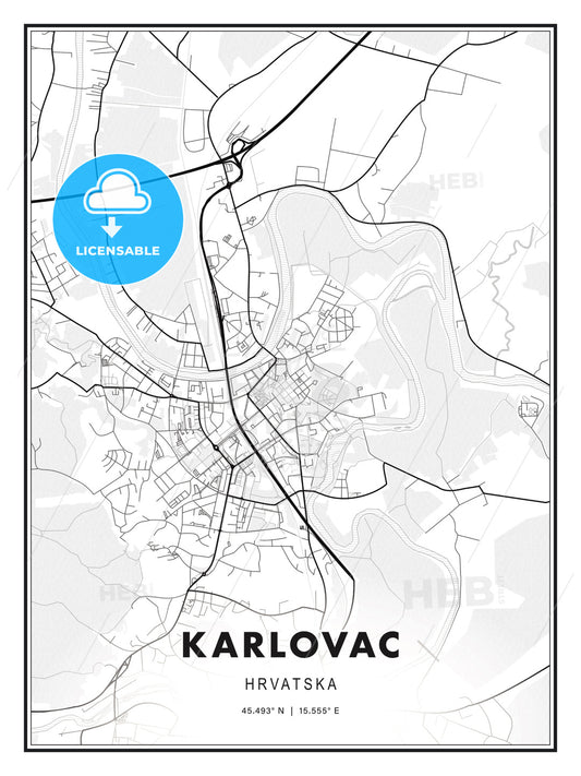 Karlovac, Croatia, Modern Print Template in Various Formats - HEBSTREITS Sketches