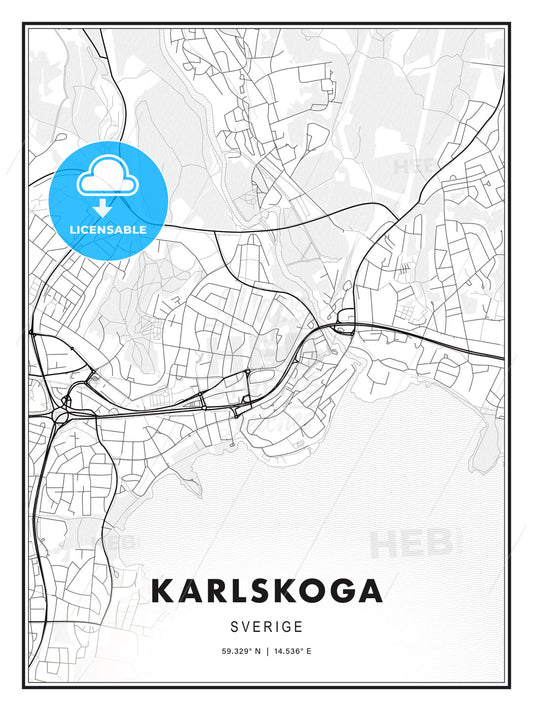 Karlskoga, Sweden, Modern Print Template in Various Formats - HEBSTREITS Sketches