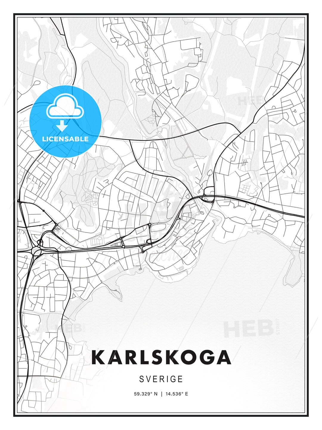 Karlskoga, Sweden, Modern Print Template in Various Formats - HEBSTREITS Sketches