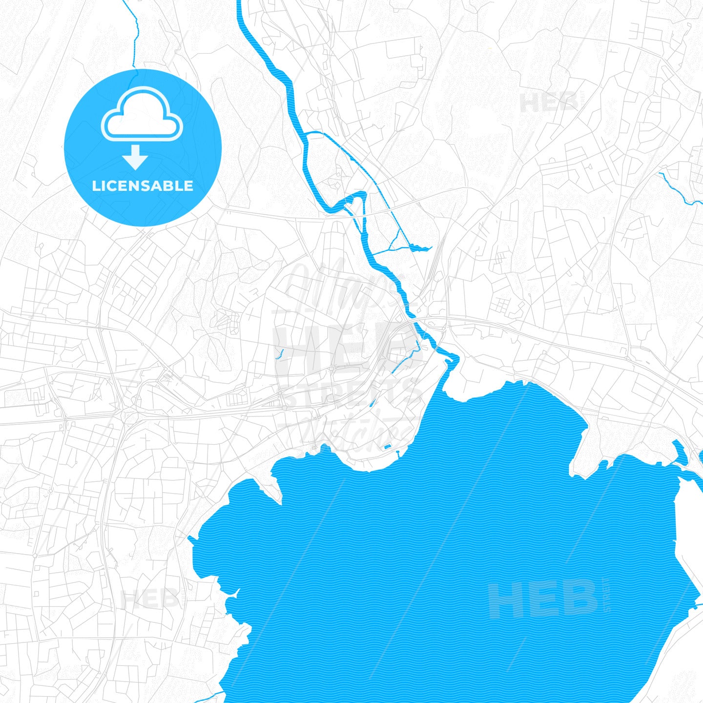 Karlskoga, Sweden PDF vector map with water in focus