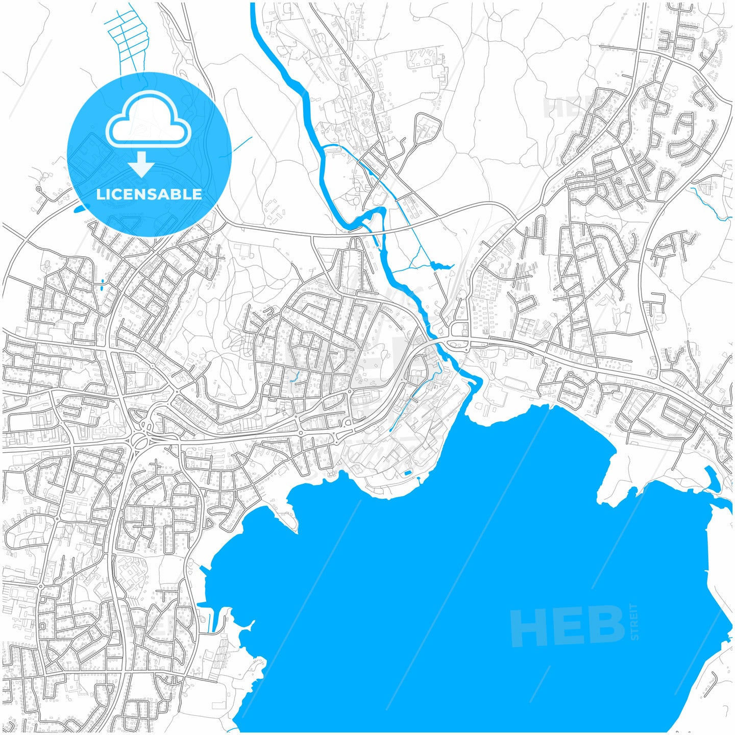 Karlskoga, Sweden, city map with high quality roads.