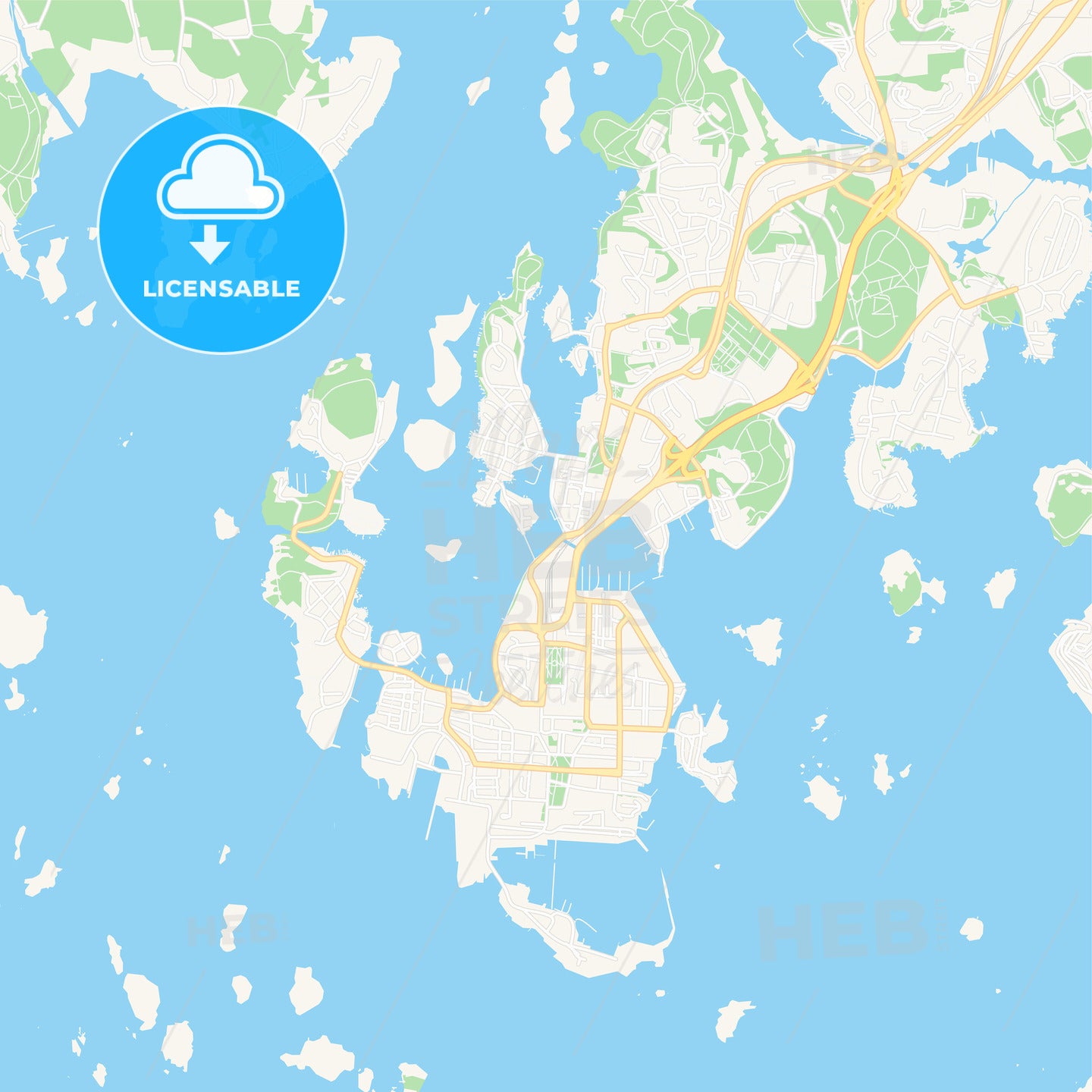 Karlskrona, Sweden Vector Map - Classic Colors