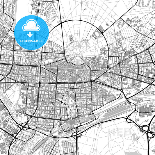 Karlsruhe, Germany, vector map with buildings