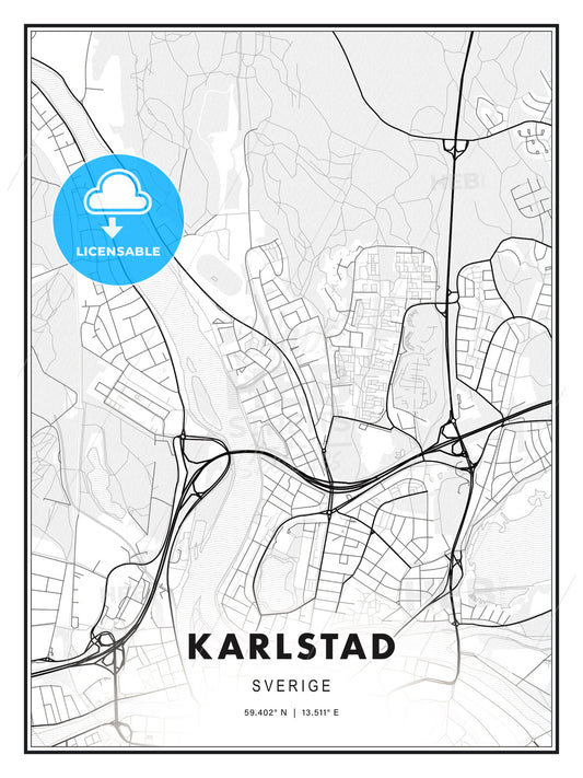 Karlstad, Sweden, Modern Print Template in Various Formats - HEBSTREITS Sketches