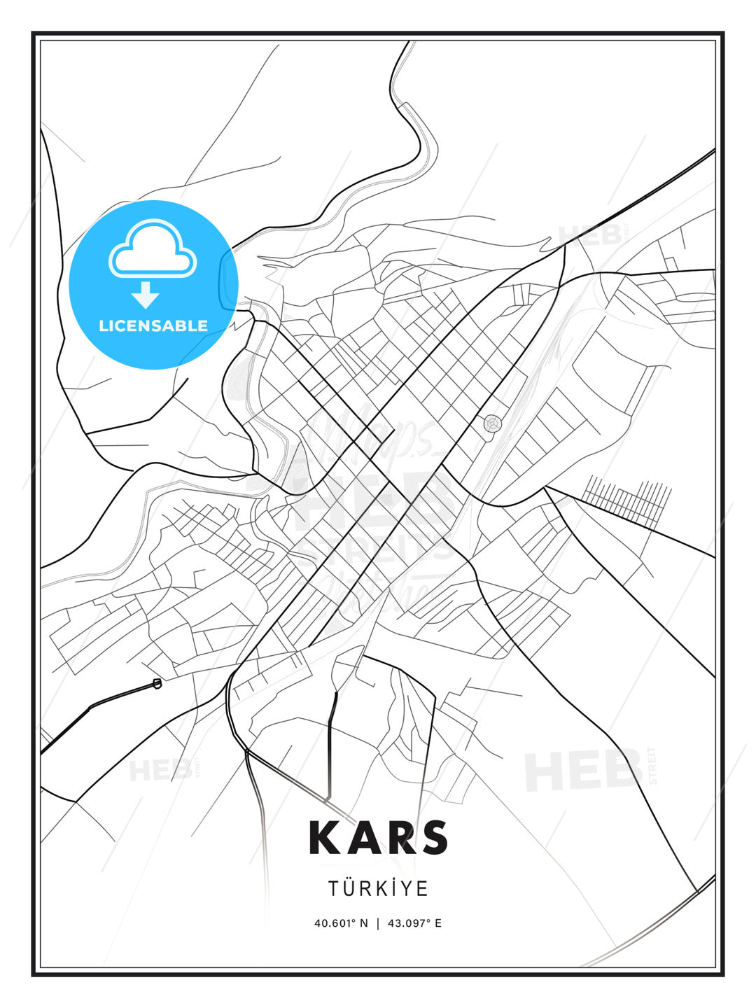 Kars, Turkey, Modern Print Template in Various Formats - HEBSTREITS Sketches