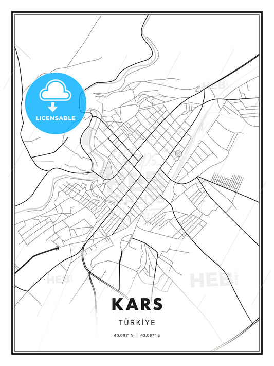 Kars, Turkey, Modern Print Template in Various Formats - HEBSTREITS Sketches