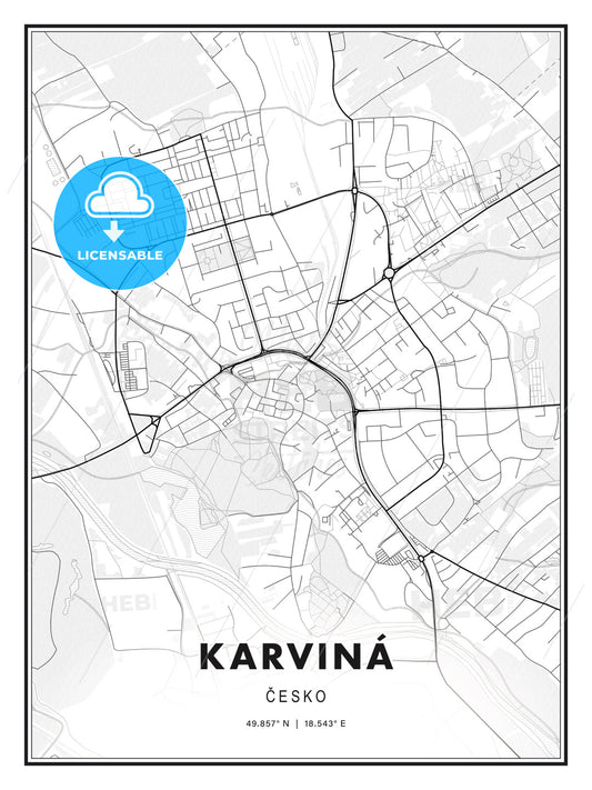 Karviná, Czechia, Modern Print Template in Various Formats - HEBSTREITS Sketches