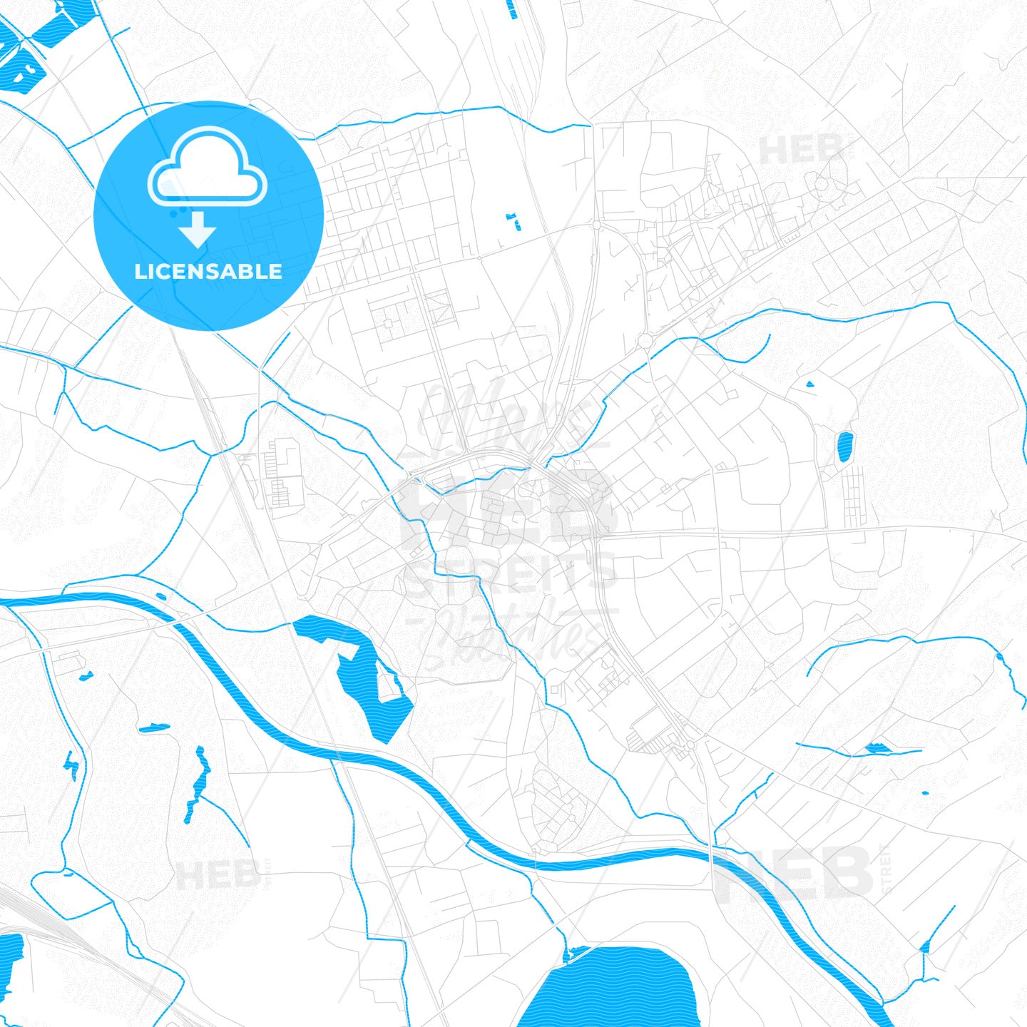 Karviná, Czechia PDF vector map with water in focus - HEBSTREITS