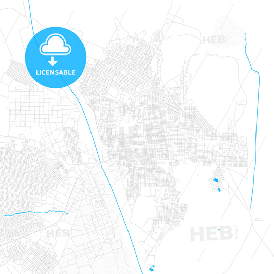 Kassala, Sudan PDF vector map with water in focus