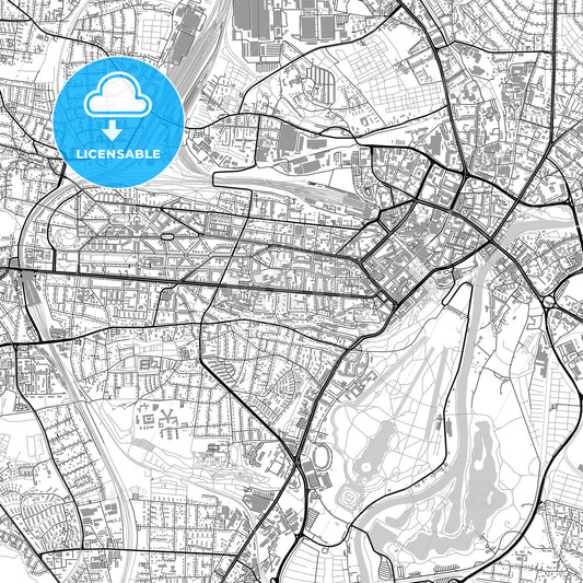 Kassel, Germany, vector map with buildings