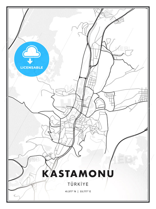 Kastamonu, Turkey, Modern Print Template in Various Formats - HEBSTREITS Sketches