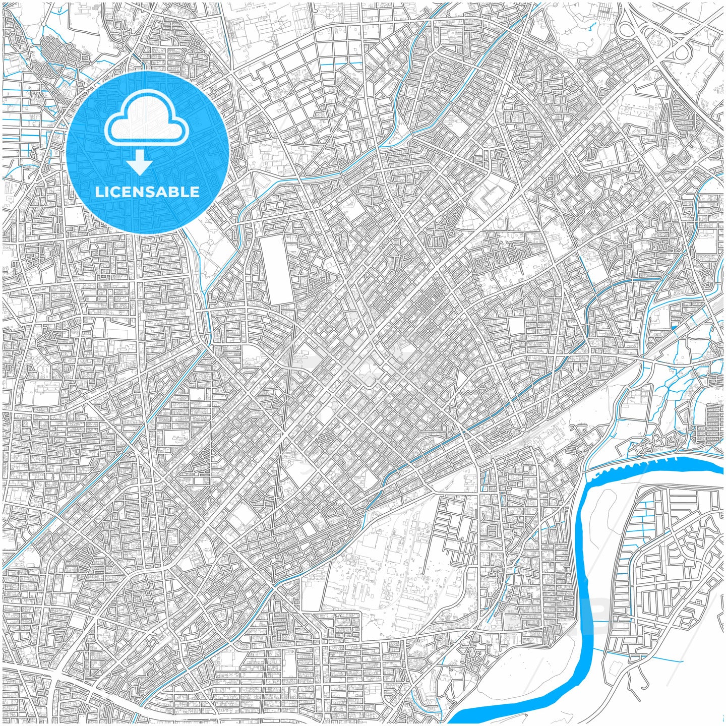 Kasugai, Aichi, Japan, city map with high quality roads.