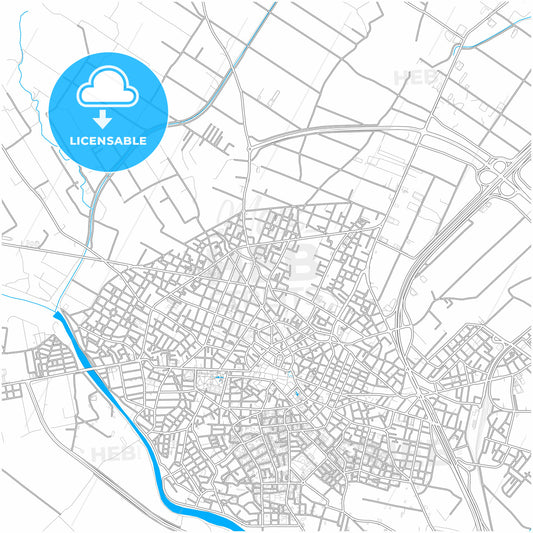 Katerini, Central Macedonia, Greece, city map with high quality roads.