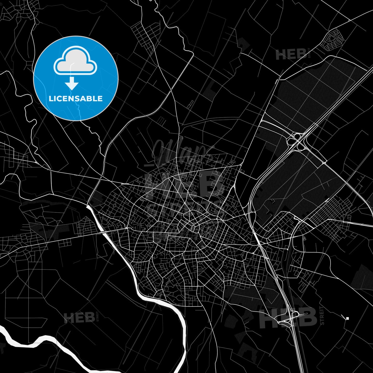 Katerini, Greece Pdf Vector Map Black And White – HEBSTREITS