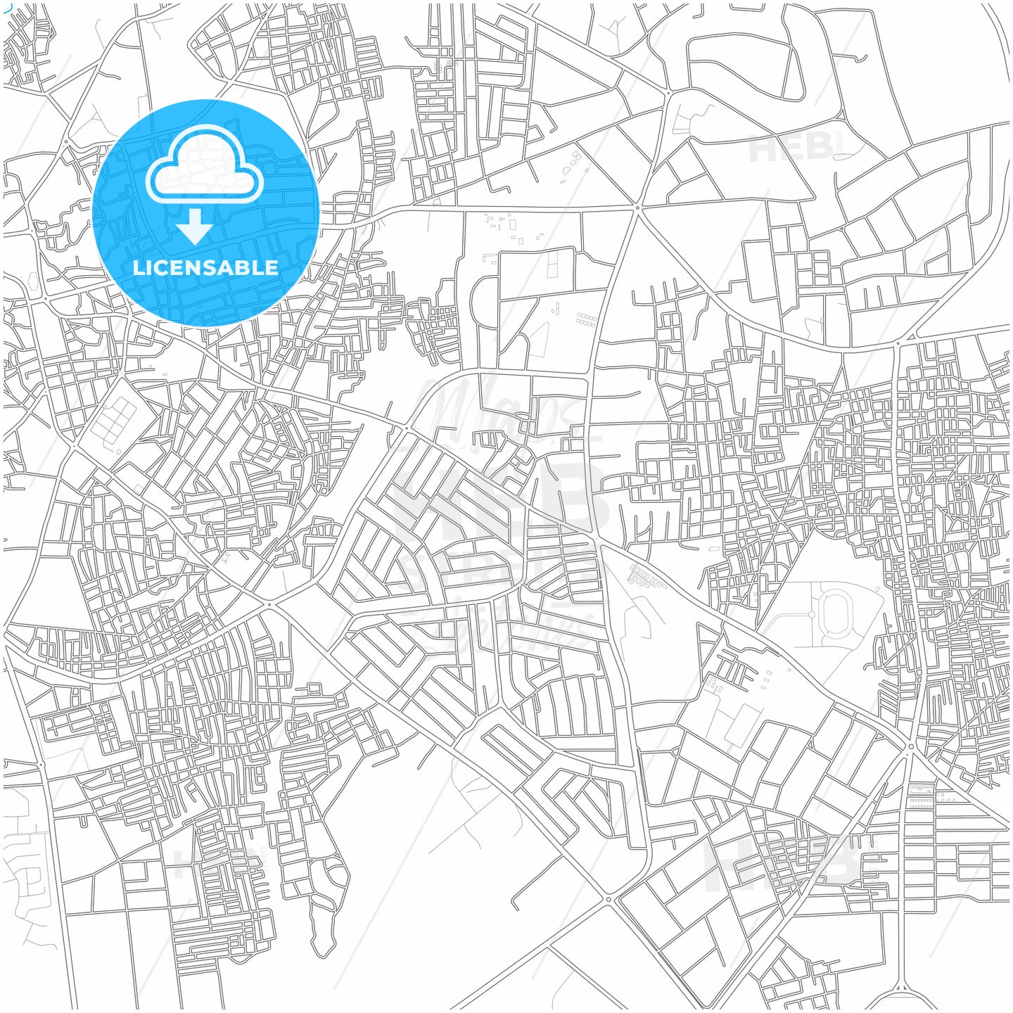 Katsina, Nigeria, city map with high quality roads.