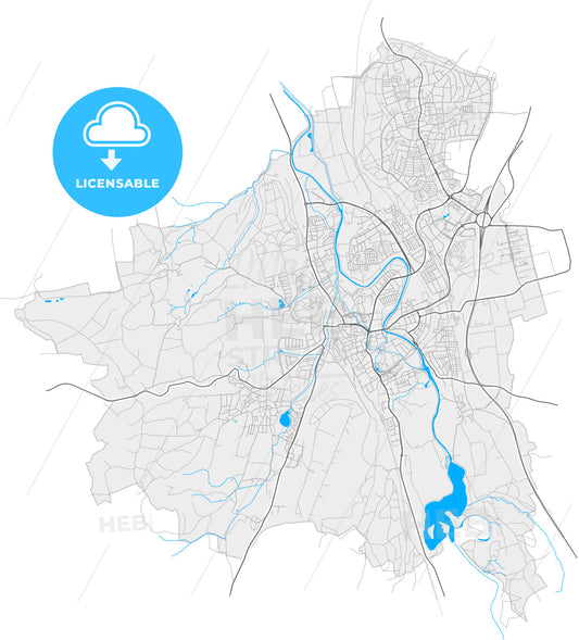 Kaufbeuren, Bavaria, Germany, high quality vector map