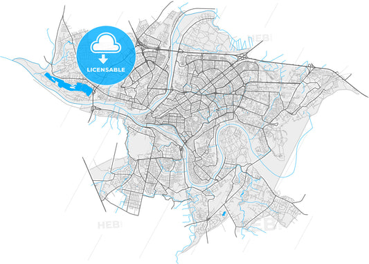 Kaunas, Kaunas County, Lithuania, high quality vector map