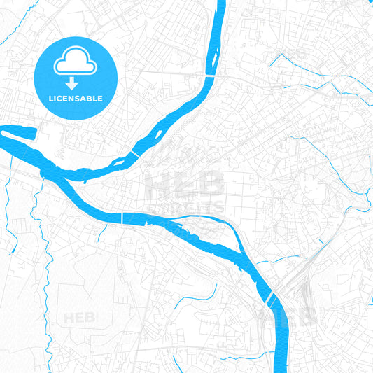 Kaunas, Lithuania PDF vector map with water in focus