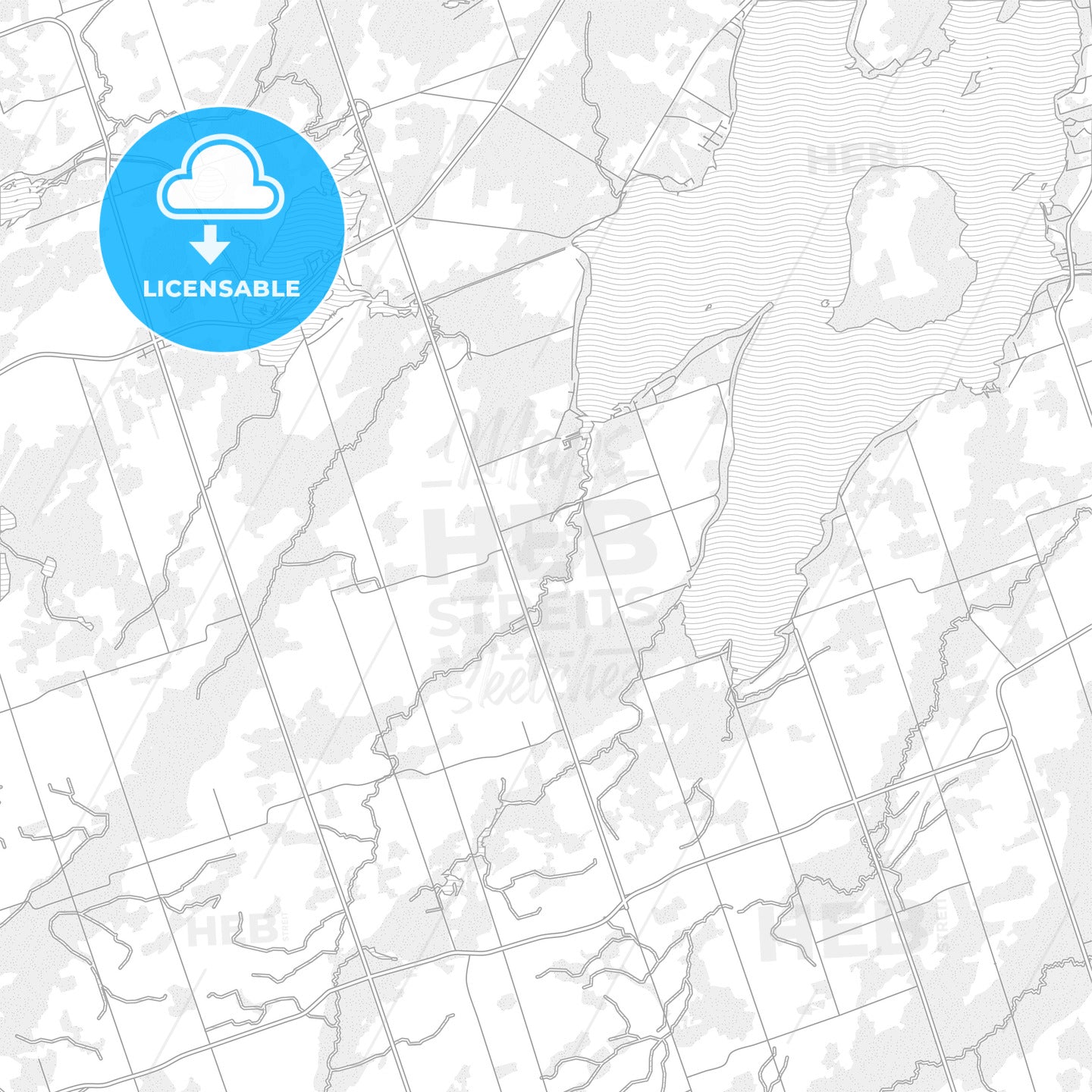Kawartha Lakes, Ontario, Canada, bright outlined vector map
