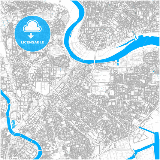 Kawasaki, Kanagawa, Japan, city map with high quality roads.