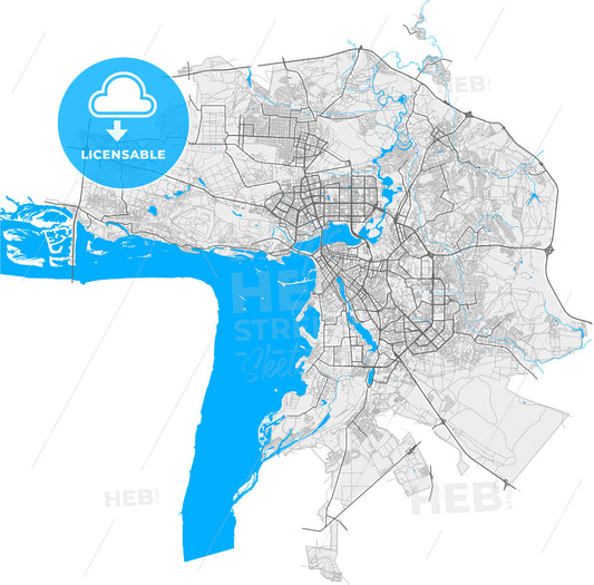 Kazan, Republic of Tatarstan, Russia, high quality vector map