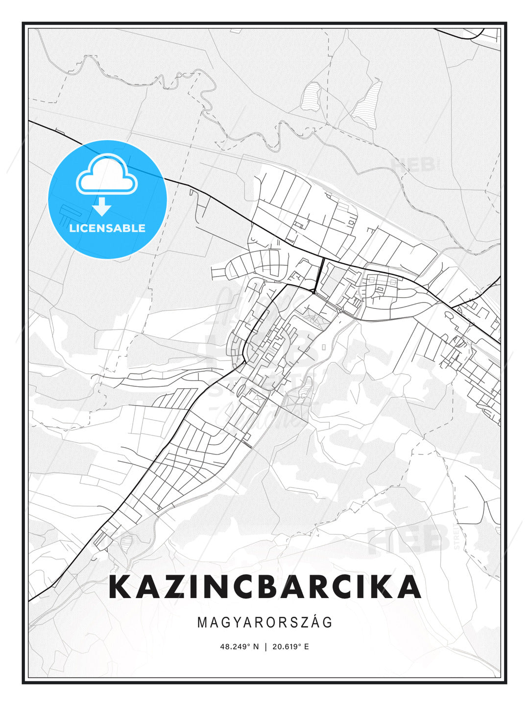 Kazincbarcika, Hungary, Modern Print Template in Various Formats - HEBSTREITS Sketches