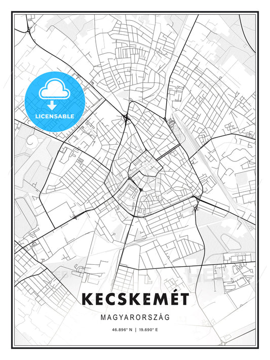 Kecskemét, Hungary, Modern Print Template in Various Formats - HEBSTREITS Sketches