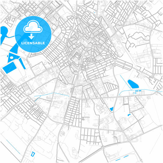 Kecskemét, Bács-Kiskun, Hungary, city map with high quality roads.