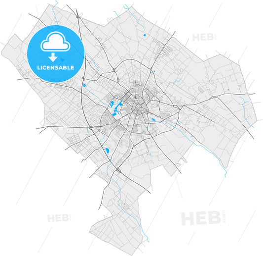 Kecskemét, Bács-Kiskun, Hungary, high quality vector map