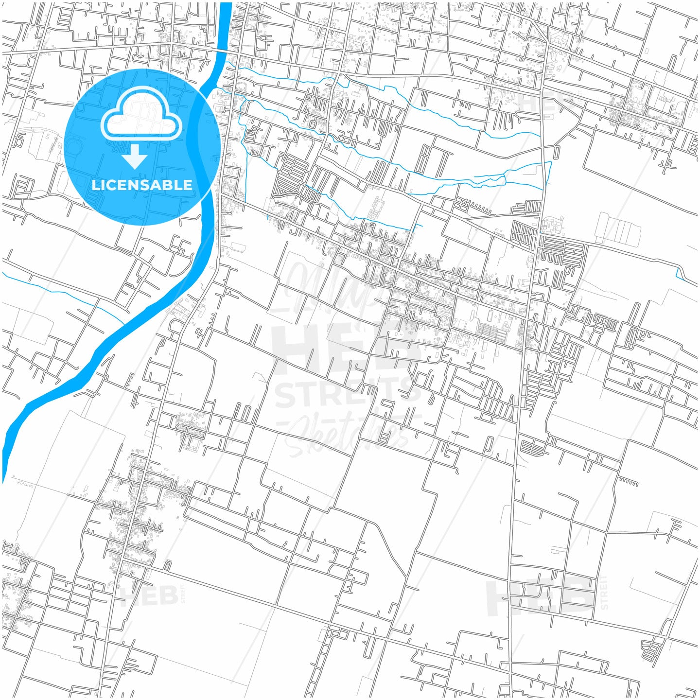 Kediri, East Java, Indonesia, city map with high quality roads.