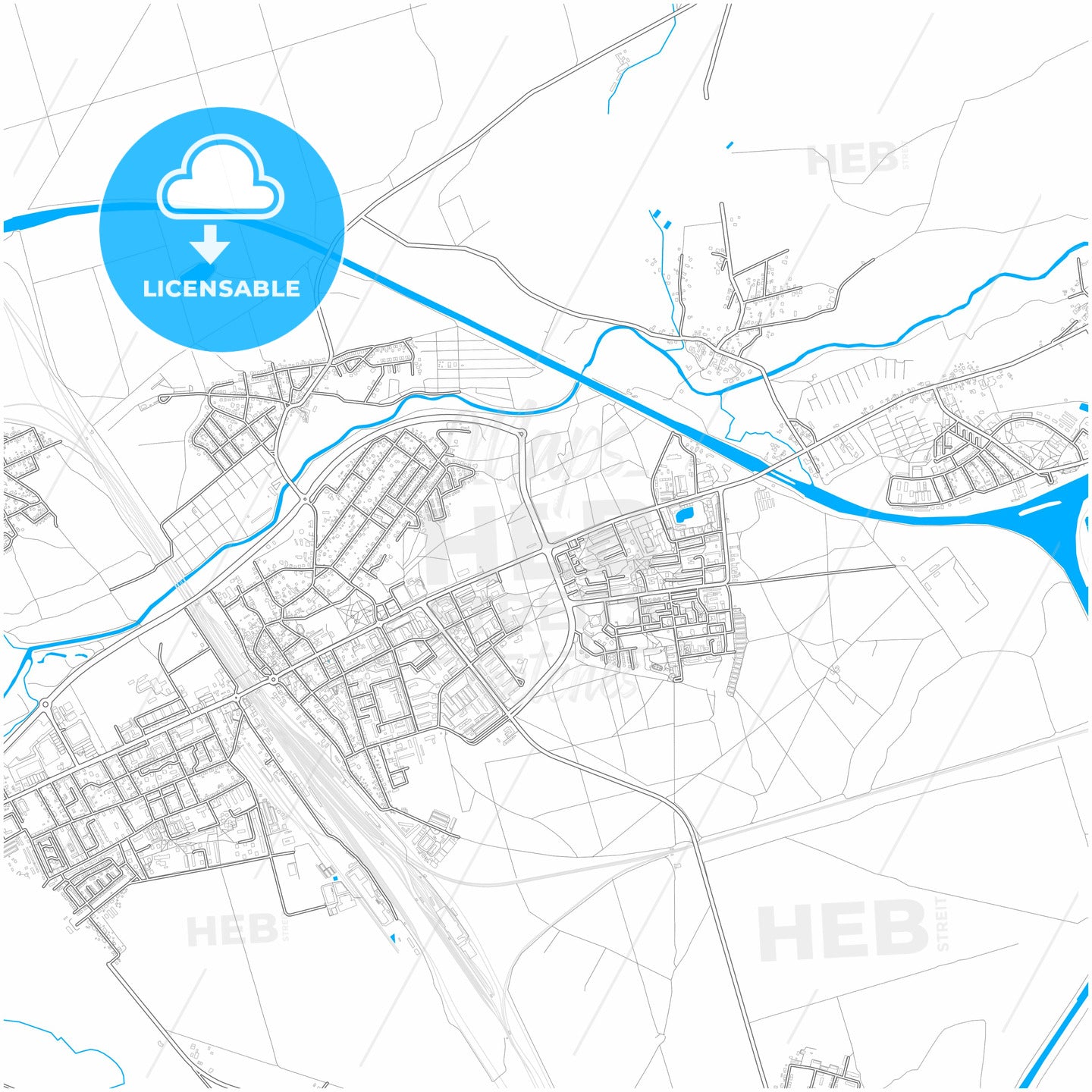 Kędzierzyn-Koźle, Opole, Poland, city map with high quality roads.