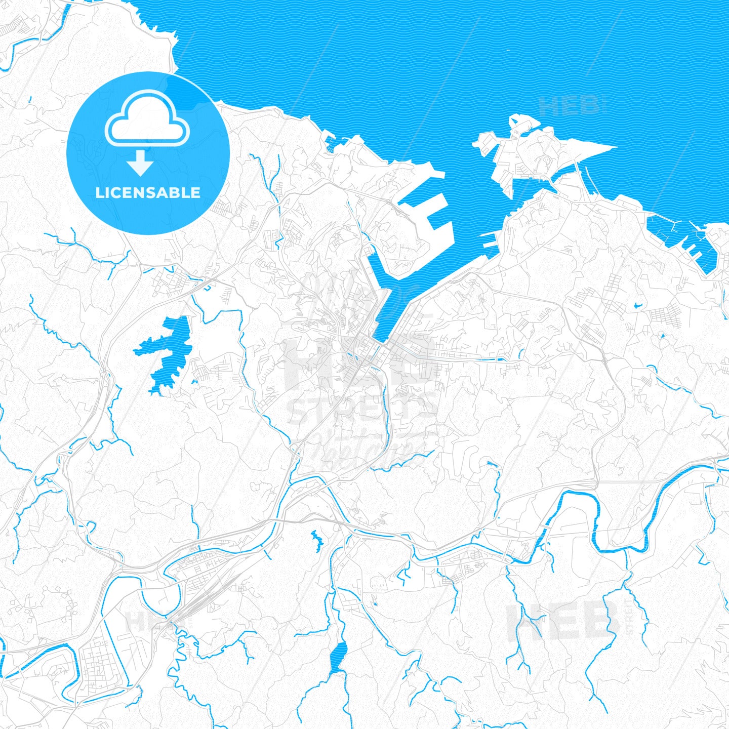 Keelung, Taiwan PDF vector map with water in focus