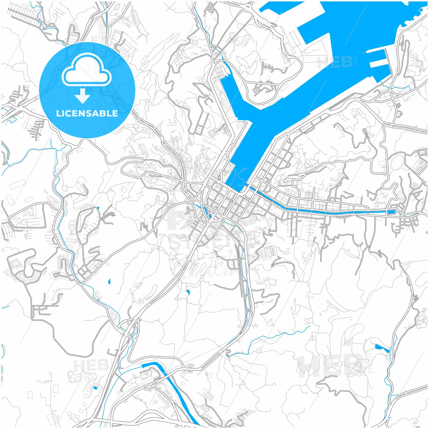 Keelung, Taiwan, city map with high quality roads.