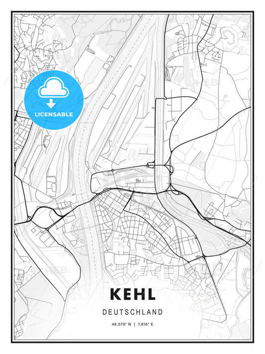 Kehl, Germany, Modern Print Template in Various Formats - HEBSTREITS Sketches