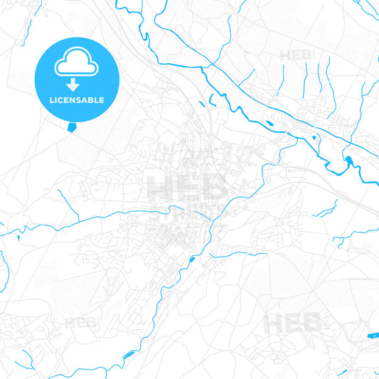 Keighley, England PDF vector map with water in focus