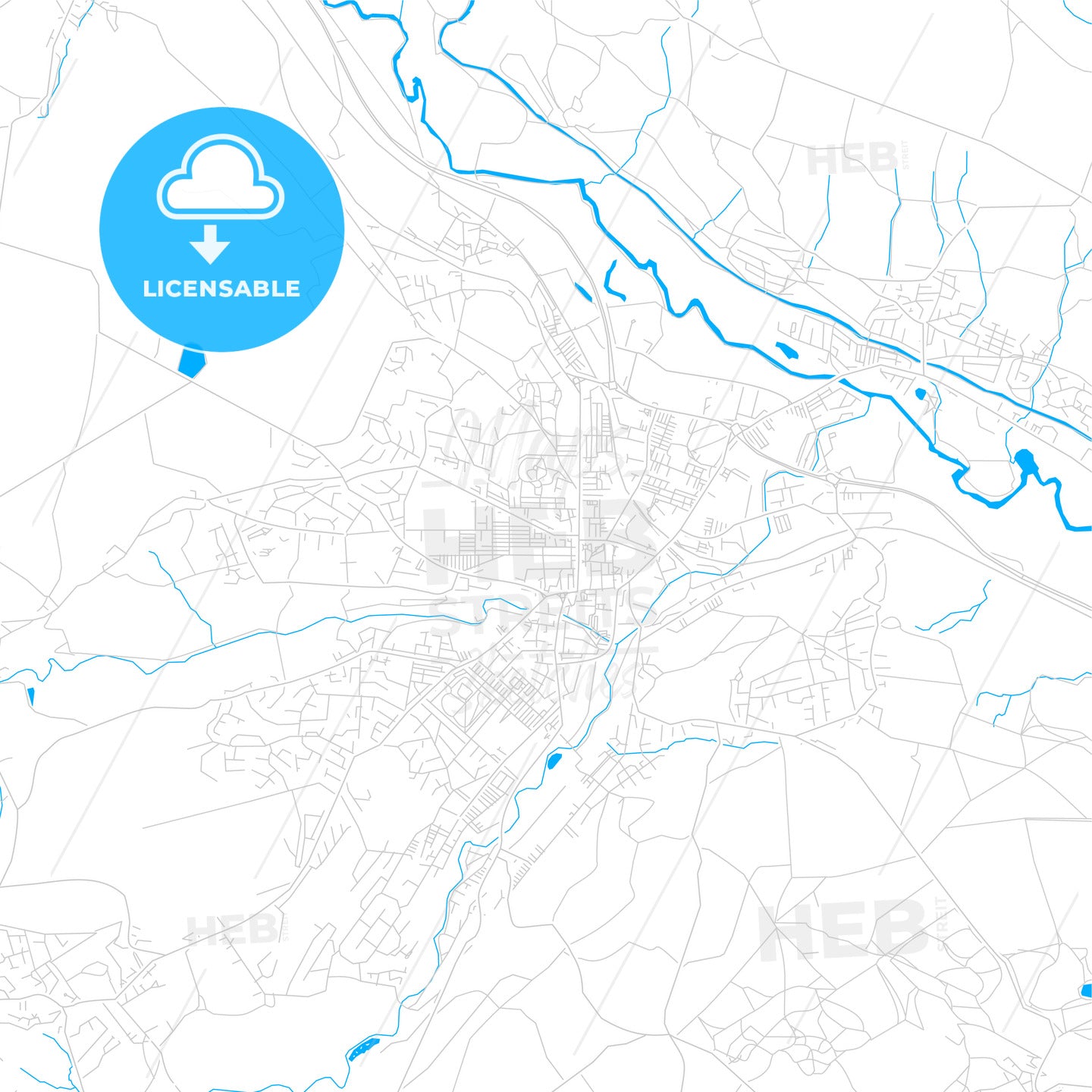 Keighley, England bright two-toned vector map