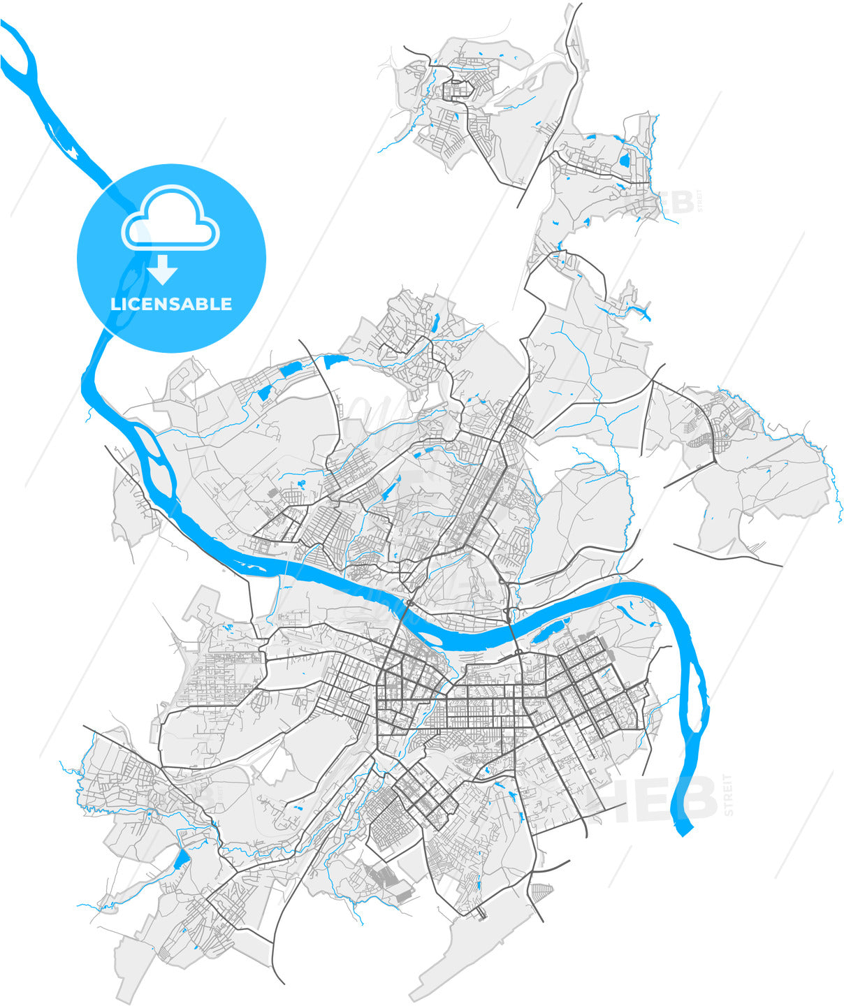 Kemerovo, Kemerovo Oblast, Russia, high quality vector map