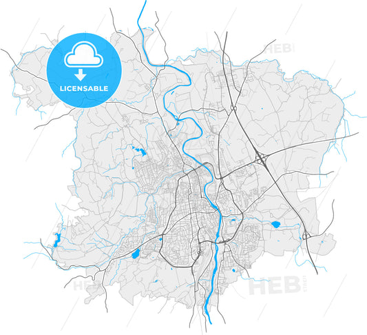 Kempten (Allgau), Bavaria, Germany, high quality vector map