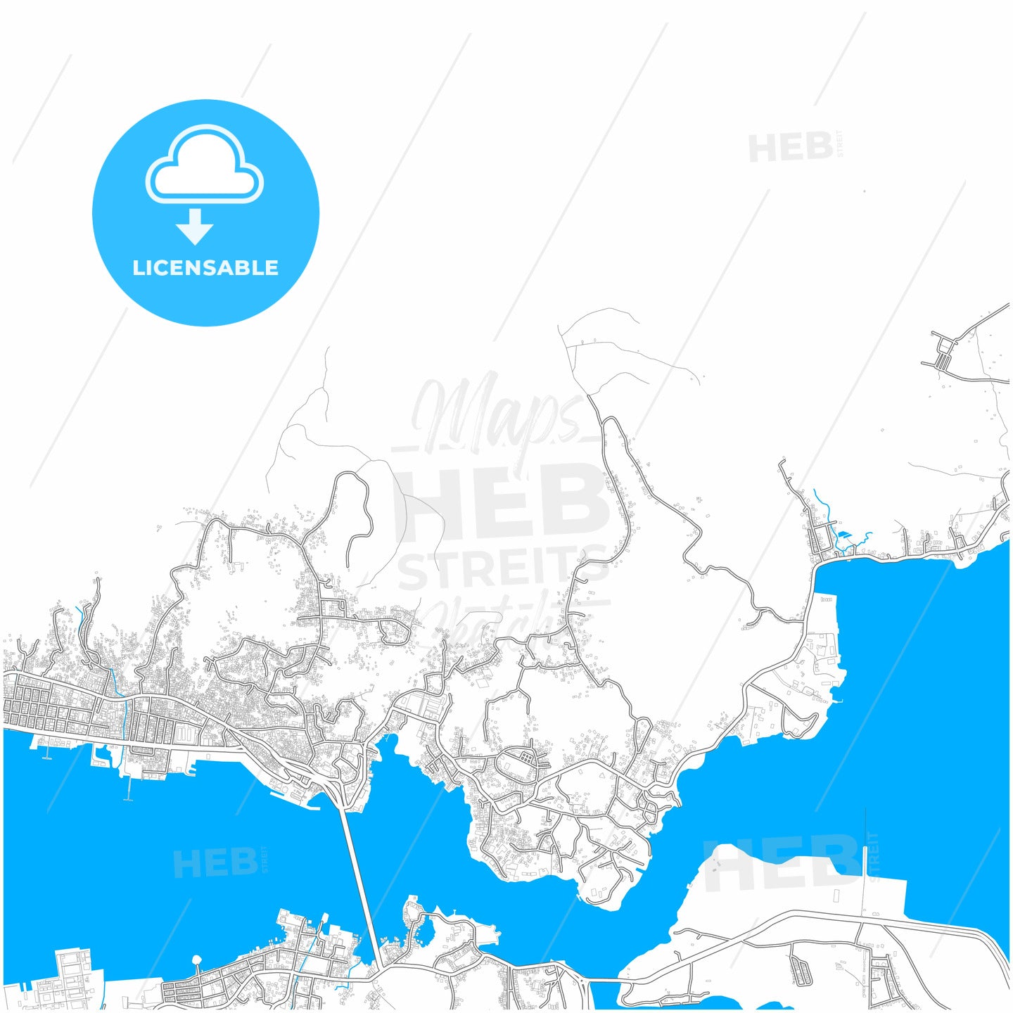 Kendari, Southeast Sulawesi, Indonesia, city map with high quality roads.