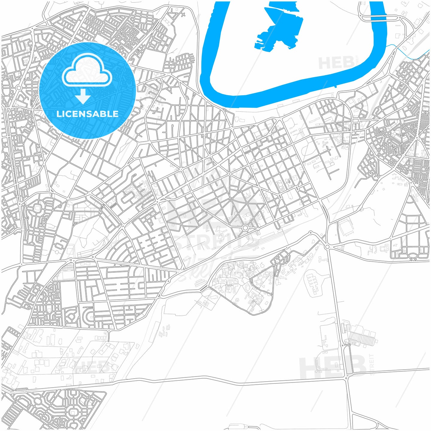 Kenitra, Morocco, city map with high quality roads.