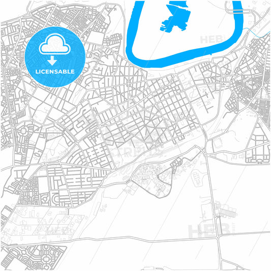 Kenitra, Morocco, city map with high quality roads.