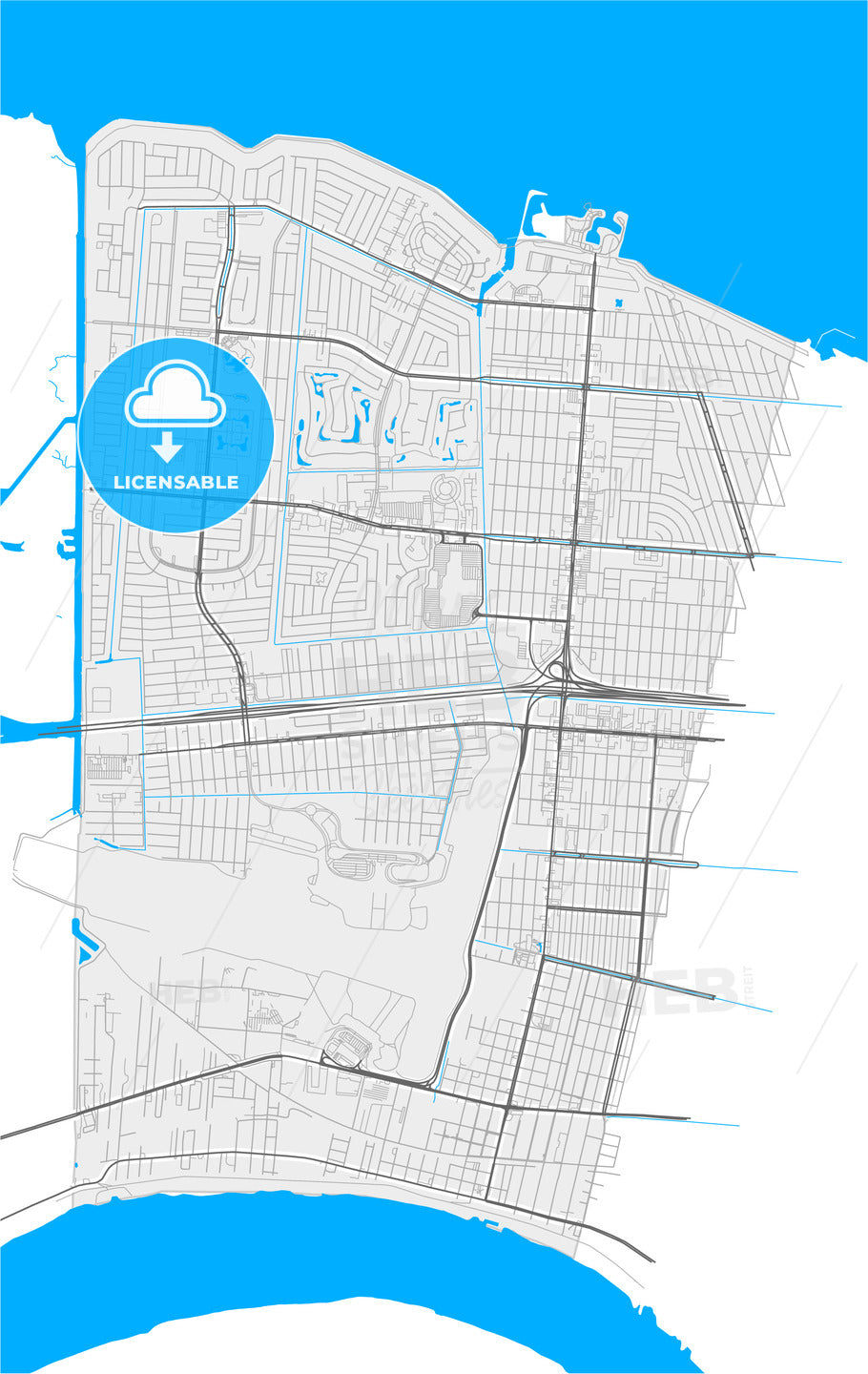 Kenner, Louisiana, United States, high quality vector map