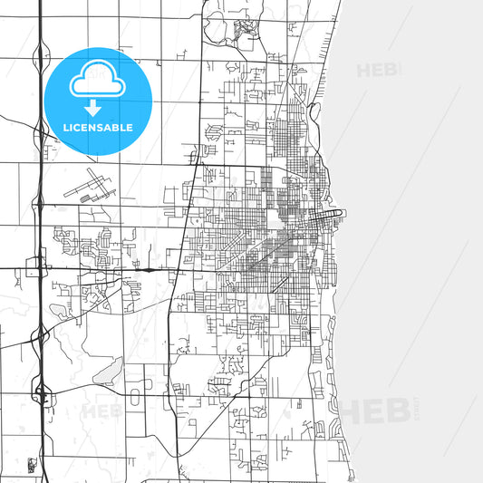 Kenosha, Wisconsin - Area Map - Light